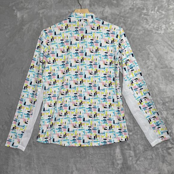 SanSoleil Pullover Womens Large UV 50+ Cooling Long Sleeve Zip Geometric Golf - Picture 2 of 11